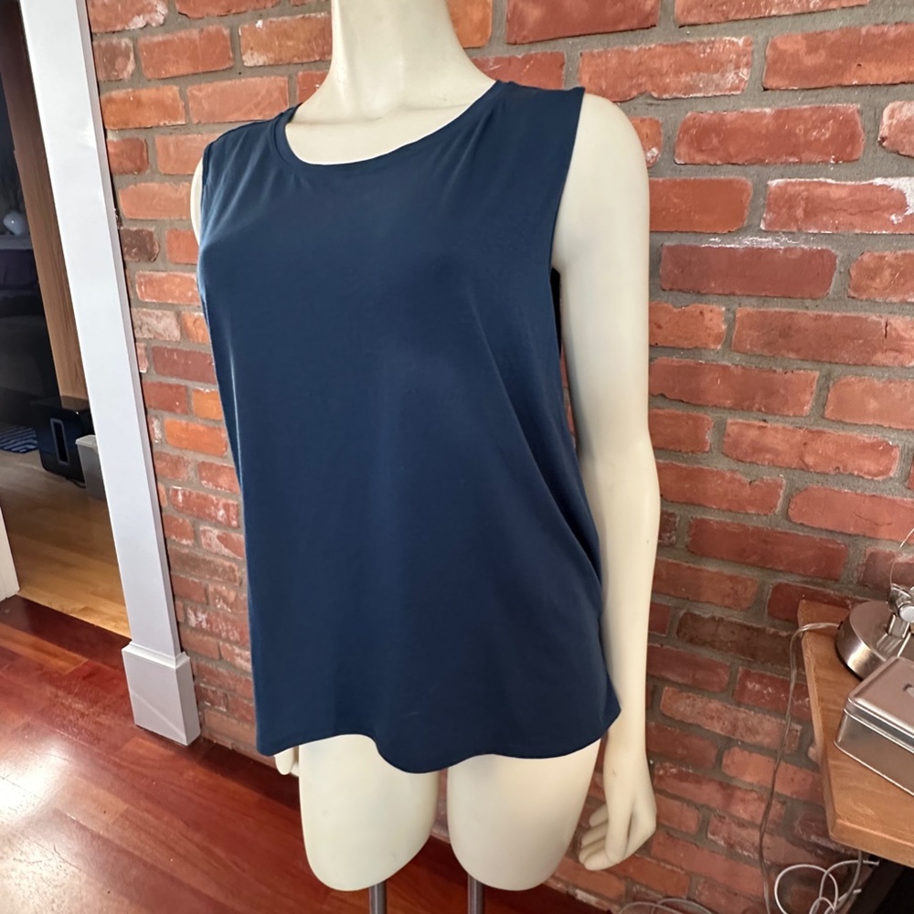 Athleta Essence Open Back Tank Top Constellation Blue Sleeveless Athleisure XL - Picture 2 of 6